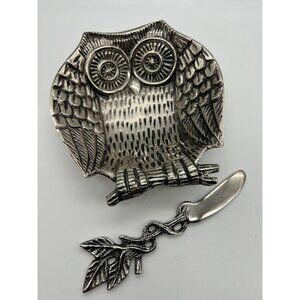 Biltmore Metal Owl Dip Bowl and Spreader